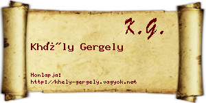 Khély Gergely névjegykártya